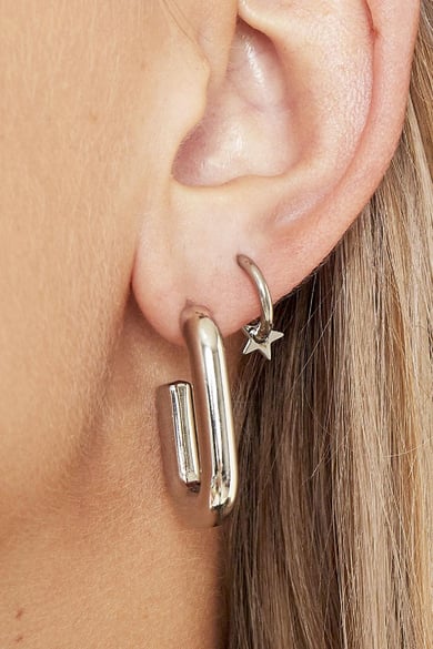 Earrings Shimmer Large Silver Color Stainless Steel h5 Picture2